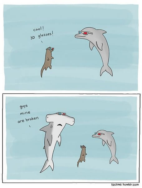 shark cartoon about glasses