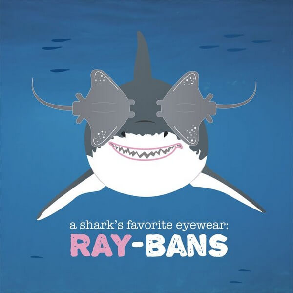 Shark wearing ray-bans cartoon